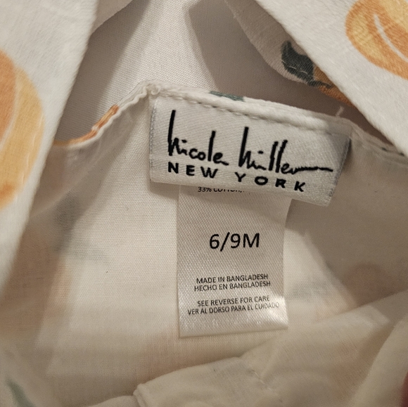 Adorable Baby Dress By Nicole Miller- Peach Fruit Design- Size 6/9 Month - Picture 4 of 9